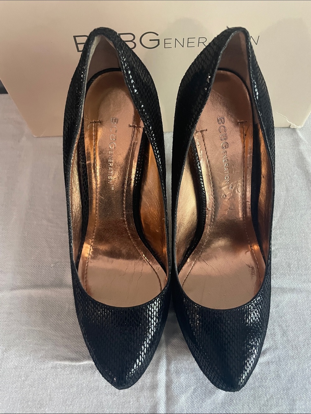 BCBG Black Textured Platform Stiletto Pumps - Picture 8 of 8